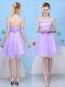Knee Length A-line Sleeveless Lavender Court Dresses for Sweet 16 Lace Up