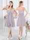 Sleeveless Knee Length Ruching Side Zipper Damas Dress with Grey