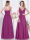 On Sale Fuchsia Sleeveless Floor Length Ruching Zipper Quinceanera Dama Dress