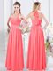 Beautiful Halter Top Sleeveless Zipper Damas Dress Watermelon Red Chiffon