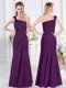 One Shoulder Chiffon Sleeveless Floor Length Court Dresses for Sweet 16 and Ruching