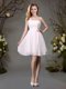 Perfect One Shoulder Mini Length Empire Sleeveless White Quinceanera Court of Honor Dress Zipper