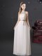 Superior Halter Top Floor Length Empire Sleeveless White Quinceanera Dama Dress Lace Up