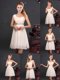 Trendy Sleeveless Zipper Mini Length Ruffles and Sequins and Ruching and Bowknot and Hand Made Flower Quinceanera Dama Dress