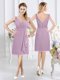 Cute Lavender A-line Ruching Court Dresses for Sweet 16 Zipper Chiffon Sleeveless Knee Length