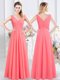 Classical Sleeveless Zipper Court Dresses for Sweet 16 Watermelon Red Chiffon