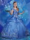 Cinderella Blue Organza Lace Up Off The Shoulder Cap Sleeves Floor Length Ball Gown Prom Dress Beading and Embroidery