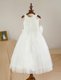 Scoop Lace and Bowknot Flower Girl Dresses for Less White Zipper Sleeveless Floor Length