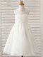 Floor Length White Flower Girl Dress Scoop Sleeveless Clasp Handle