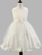 Charming White A-line Tulle Scoop Sleeveless Appliques and Bowknot and Hand Made Flower Floor Length Zipper Flower Girl Dresses for Less
