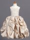 Champagne Taffeta Zipper Spaghetti Straps Sleeveless Floor Length Toddler Flower Girl Dress Beading and Pick Ups