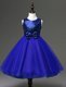 Dynamic Sequins Scoop Sleeveless Zipper Flower Girl Dress Royal Blue Organza