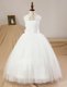 White Flower Girl Dress Party and Wedding Party and For with Lace and Appliques Square Sleeveless Criss Cross