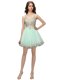 Cheap Scoop Sleeveless Organza Mini Length Zipper Prom Evening Gown in Apple Green with Beading and Appliques