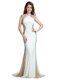 Unique White Chiffon Backless Scoop Sleeveless With Train Evening Dress Brush Train Beading