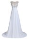 White Scoop Backless Beading Evening Dress Brush Train Sleeveless