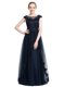Floor Length Zipper Prom Gown Black for Prom and Party with Beading