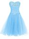 Blue Sweetheart Lace Up Beading Evening Dress Sleeveless