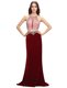Sumptuous Scoop Beading and Appliques Burgundy Criss Cross Sleeveless With Train Sweep Train