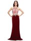 Sumptuous Scoop Beading and Appliques Burgundy Criss Cross Sleeveless With Train Sweep Train