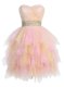 Tulle Sweetheart Sleeveless Zipper Beading and Ruffled Layers Prom Gown in Multi-color