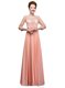 Dazzling Peach Scoop Zipper Beading Dress for Prom 3 4 Length Sleeve