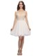 Charming Sleeveless Mini Length Beading Backless Prom Dress with White