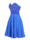 Perfect Blue Zipper Beading Chiffon Sleeveless
