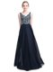 Black Column/Sheath Beading Prom Evening Gown Zipper Chiffon Sleeveless Floor Length