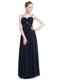 Fashionable Black Empire Spaghetti Straps Sleeveless Chiffon Floor Length Zipper Ruching Prom Dresses