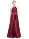 Beautiful Burgundy Column/Sheath Taffeta Halter Top Sleeveless Beading and Lace Floor Length Zipper Prom Gown