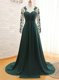 Suitable Long Sleeves Satin With Train Zipper Homecoming Dress in Teal with Lace