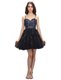 Pretty Sequins Mini Length A-line Sleeveless Black Lace Up