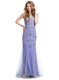 Graceful Mermaid Scoop Beading Prom Dress Lavender Side Zipper Cap Sleeves Floor Length