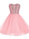 Trendy Pink Sleeveless Beading and Ruffled Layers Mini Length Prom Dress
