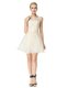 Captivating Scoop Mini Length Champagne Organza Sleeveless Beading and Appliques