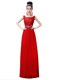 Bateau Sleeveless Chiffon Prom Evening Gown Beading and Lace Zipper