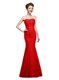 High Class Mermaid Red Sleeveless Lace Lace Up for Prom and Party
