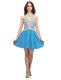 Baby Blue Chiffon Zipper Scoop Sleeveless Mini Length Beading