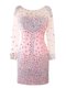 Best Selling Pink Column/Sheath Scoop Long Sleeves Satin Mini Length Zipper Beading Prom Dress