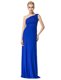 Royal Blue One Shoulder Neckline Ruching Evening Dress Sleeveless Side Zipper