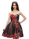 Multi-color A-line Embroidery Prom Evening Gown Zipper Silk Like Satin Sleeveless Knee Length