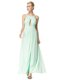 Charming Scoop Turquoise Empire Ruching Homecoming Dress Backless Chiffon Sleeveless Floor Length