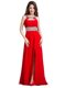 Delicate Empire Prom Dress Red Square Silk Like Satin Sleeveless Floor Length Zipper
