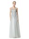 Scoop Sleeveless Floor Length Appliques Zipper Homecoming Dress with Silver