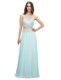 Light Blue Two Pieces Scoop Sleeveless Chiffon Floor Length Zipper Beading Prom Dress