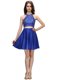 Beauteous Royal Blue High-neck Neckline Beading Sleeveless Zipper