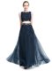 Designer Navy Blue Prom Gown Prom and Party and For with Beading Scoop Sleeveless Zipper