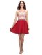 Glamorous Red Prom Party Dress Prom and Party and For with Beading High-neck Sleeveless Backless