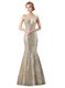 Modern Mermaid Sequins V-neck Sleeveless Zipper Prom Evening Gown Champagne Sequined